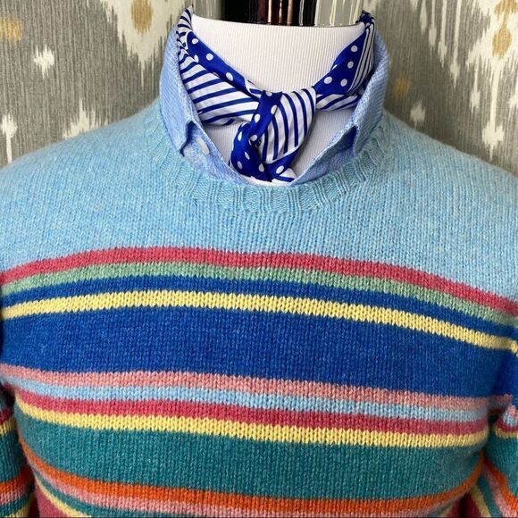 Polo Ralph Lauren Pastel Multi Stripe Merino Wool Angora Crewneck L/S Sweater - Picture 1 of 16